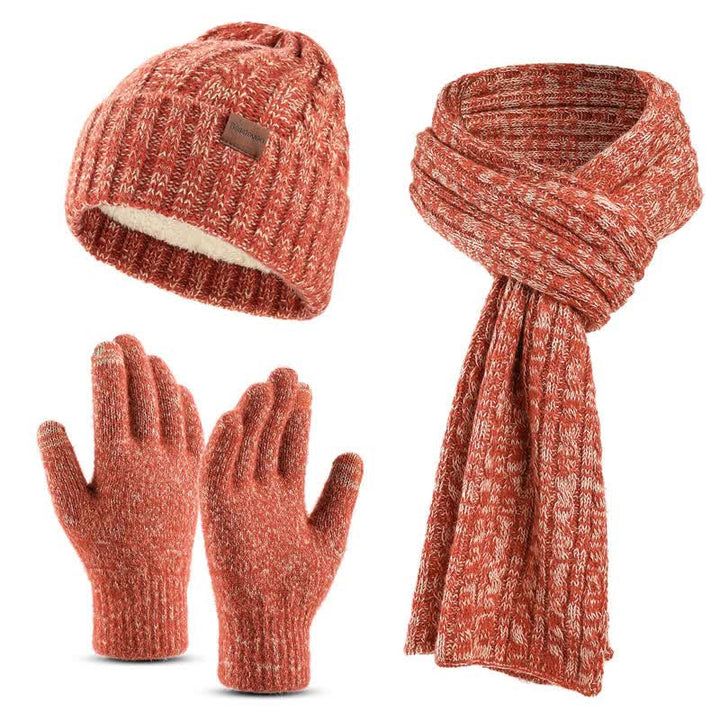 3Pcs Unisex Stylish Hat Long Scarf Touch Screen Gloves Set - Red - Adjustable (Approx. 17.72"-25.78") - image 8