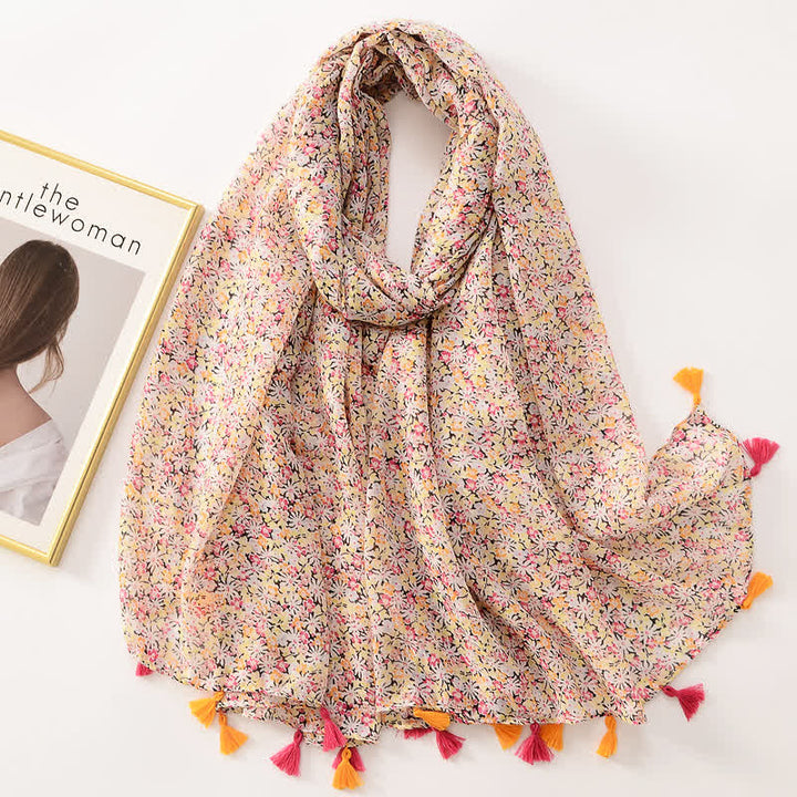 Women's Thin Lovely Butterfly Floral Tassel Scarf - Style #2 - image 7