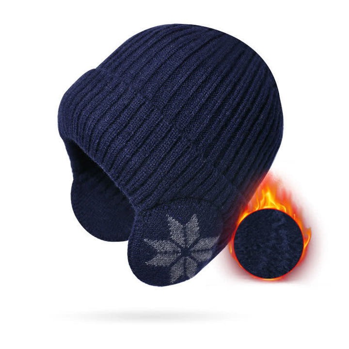 Unisex Winter Warm Thickened Beanie Knitted Hat - Navy - Adjustable (21 5/8"-23 5/8") - image 6