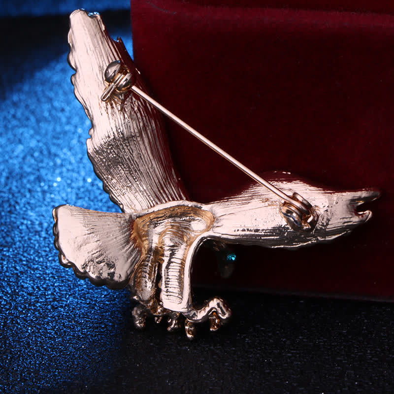Men's Bald Hawk Green Eye Brooch - image 6