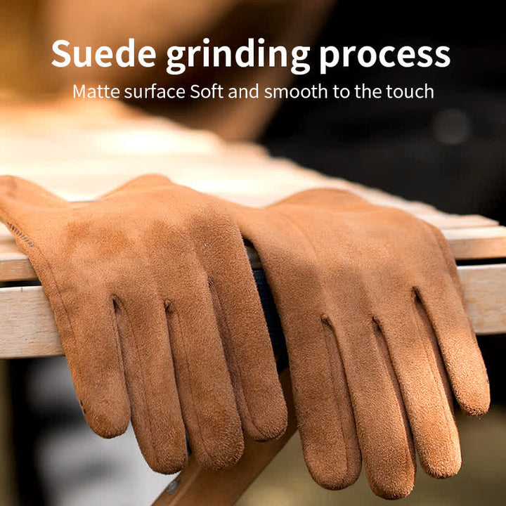 Suede Thermal Velvet Split Finger Gloves - image 5