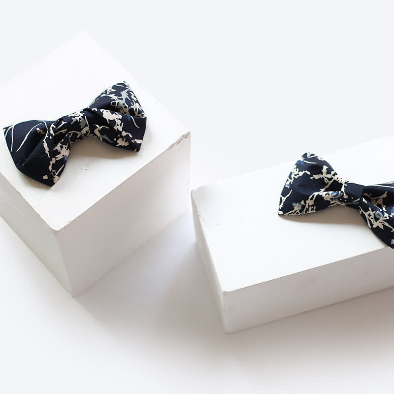 Men's Navy Blue & White Graffiti Bow Tie - image 3