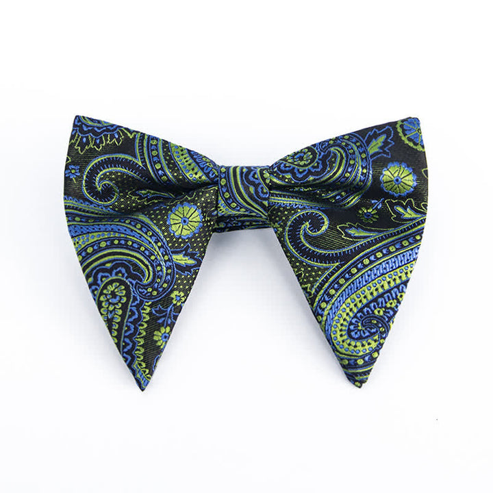 Men's Colorful Paisley Oversized Pointed Bow Tie - Green - image 5