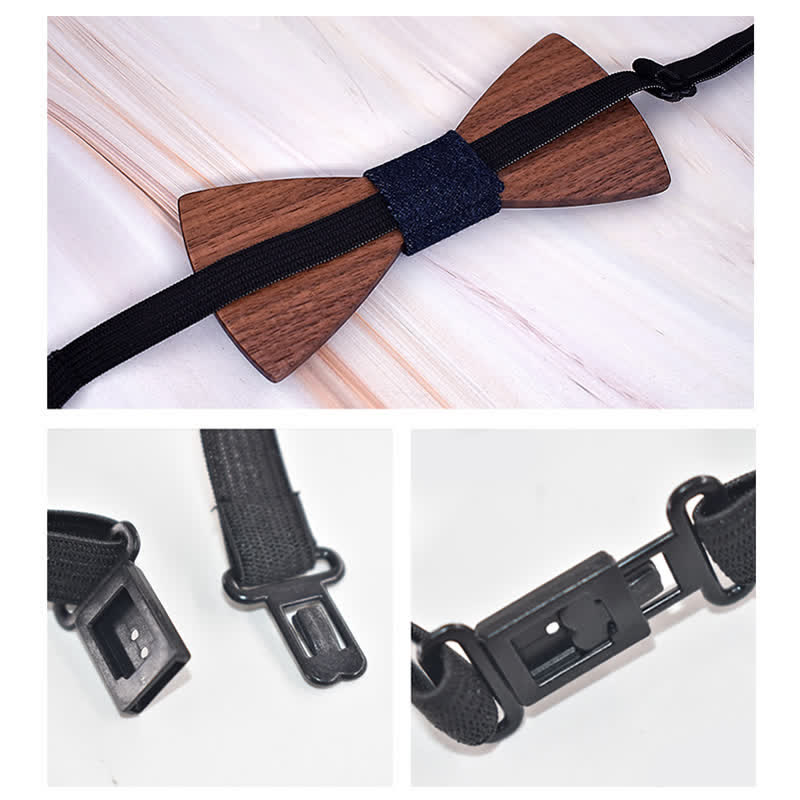 2Pcs Men's Gears Wooden Bow Tie Cufflinks Set - image 3