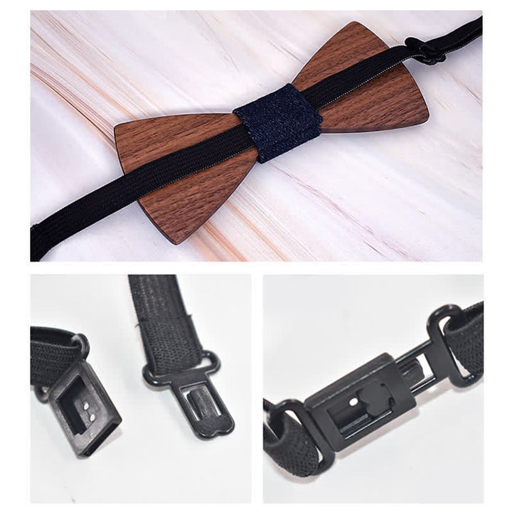 2Pcs Men's Gears Wooden Bow Tie Cufflinks Set - image 3
