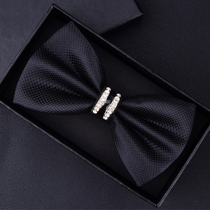 Men's Floral Paisley Striped Rhinestone Bow Tie - Black Lattice - image 20