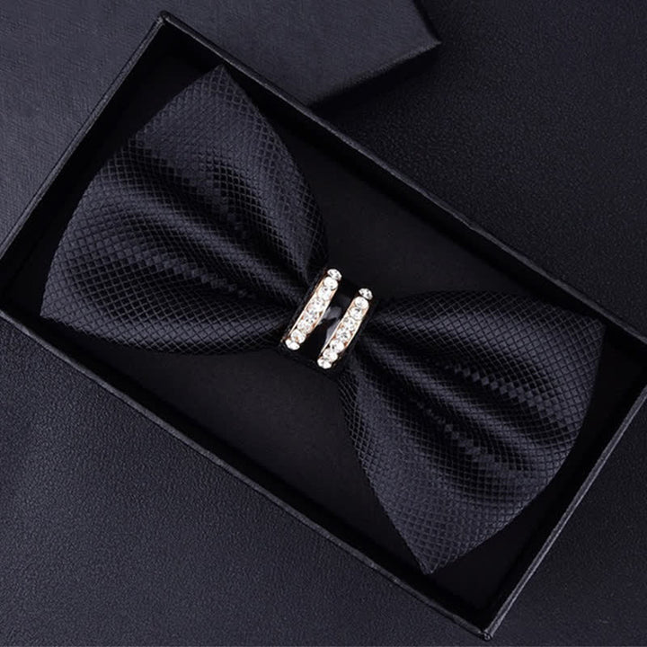 Men's Floral Paisley Striped Rhinestone Bow Tie - Black Lattice - image 20