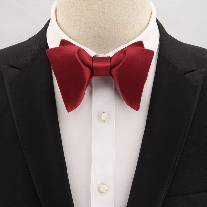 Men's Paisley Solid Color Oversized Pointed Bow Tie - image 7