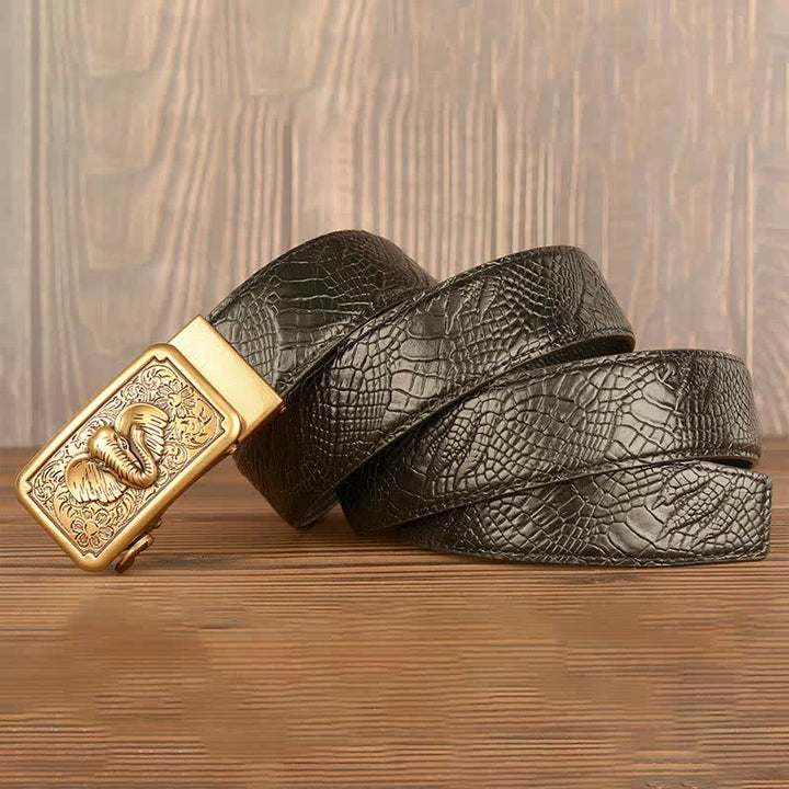 Men's Punk Elephant Alligator Pattern Leather Belt - image 3