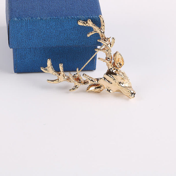 Men's Antler Stag Head Brooch - image 1