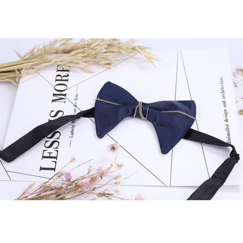 Men's Luxury Navy Blue Chain Bow Tie - image 1