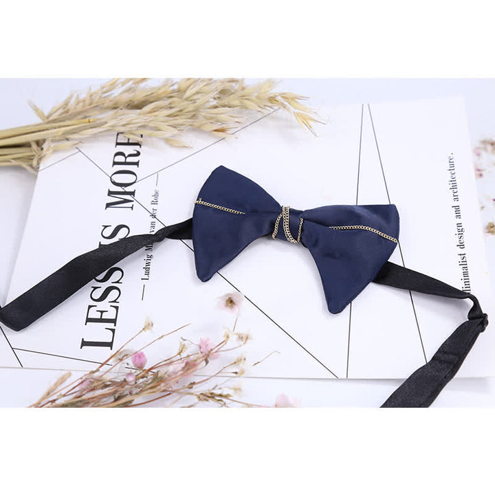 Men's Luxury Navy Blue Chain Bow Tie - image 1