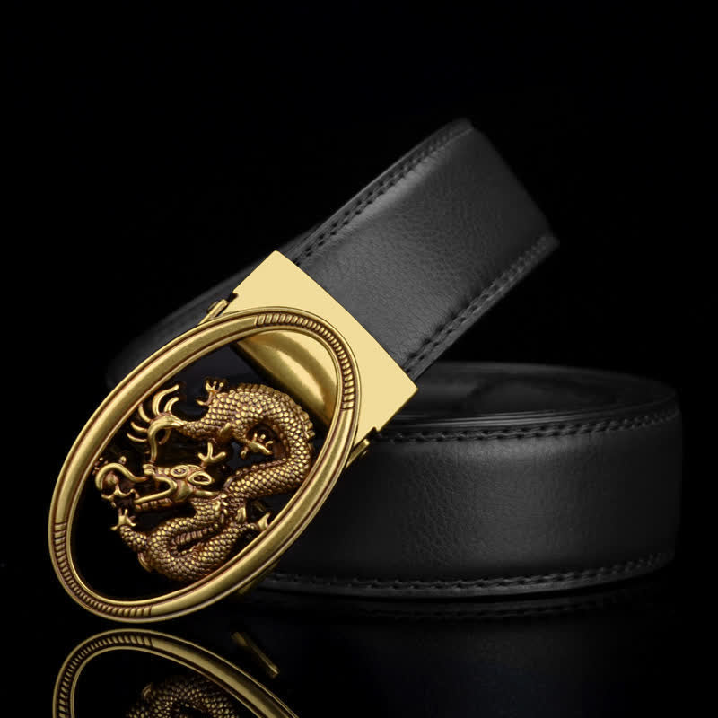 Men's Vintage Flying Dragon Leather Belt - image 1