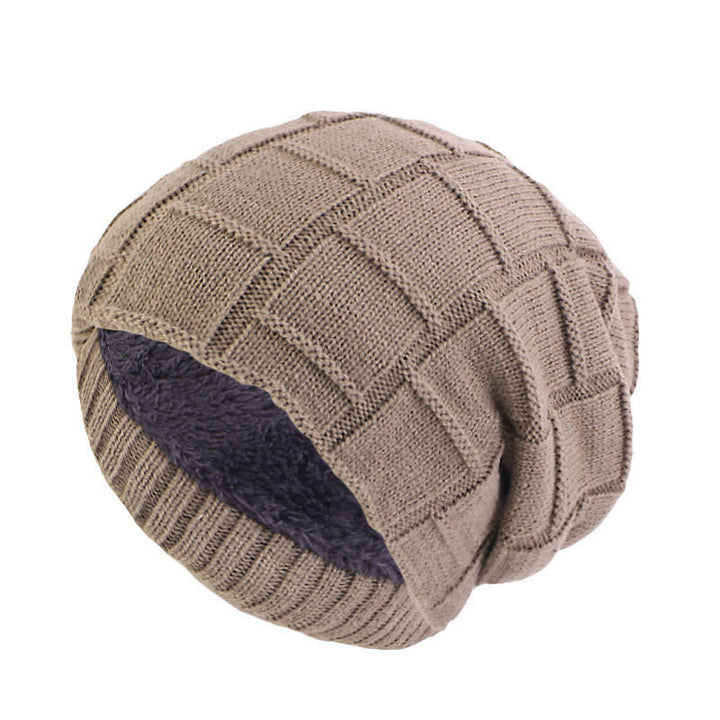 Warm Fur Lined Beanie Knitted Hat - Khaki - Adjustable - image 6