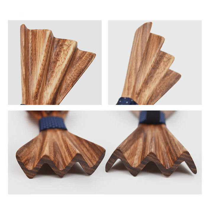 Men's Brown Stereo 3D Folded Wooden Bow Tie - image 6