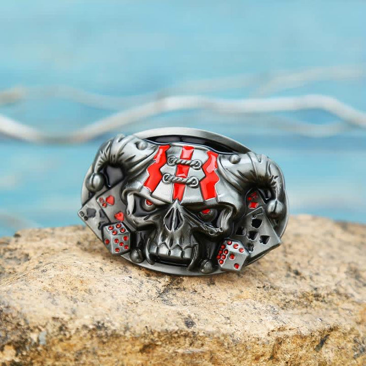 Men's DIY Skull Clown Joker Buckle Leather Belt - image 7