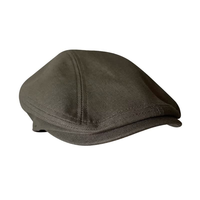 Linen Army Green Breathable Beret Flat Cap - image 5