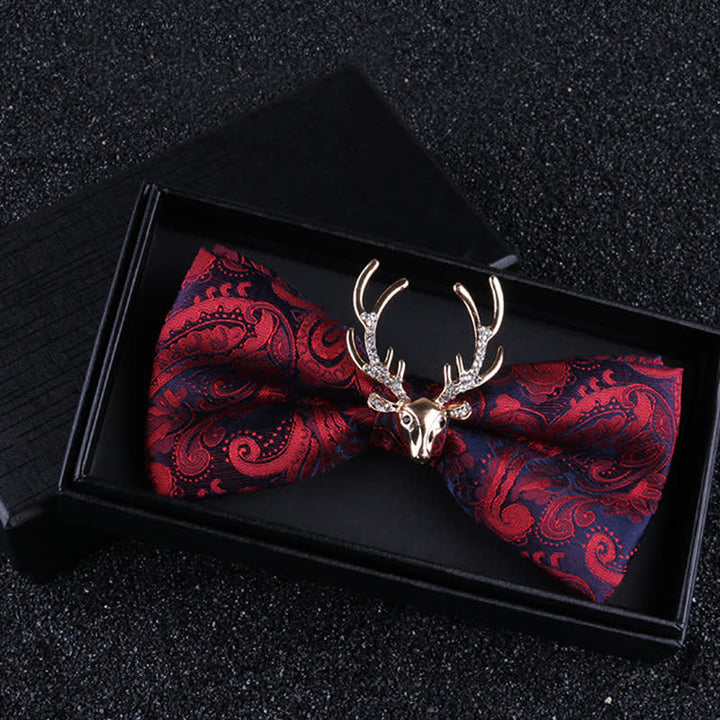 Men's Paisley Christmas Elk Head Decor Bow Tie - image 2