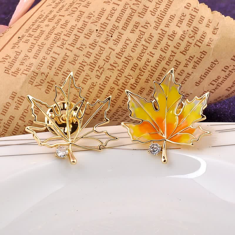 Women's Autumn Gold Maple Leaf Brooch - image 5