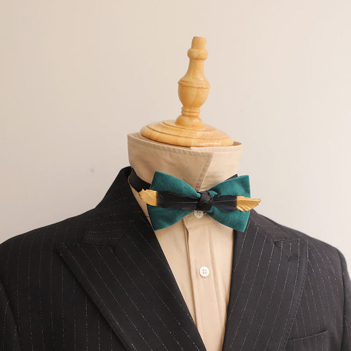 Men's Texture Velvet Feather Bow Tie - image 5
