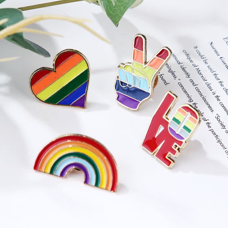 4Pcs Love Is Love Rainbow Flag Pride Brooch - image 2