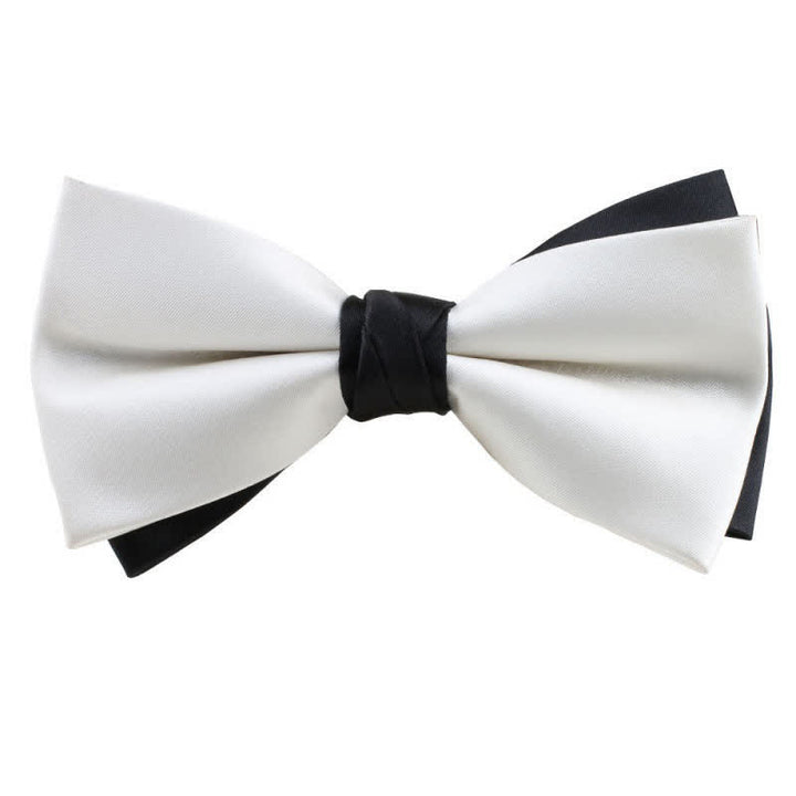 Men's Asymmetrical Two Tone Bow Tie - White & Black - image 9
