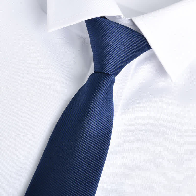 Men's Solid Color Zipper Tie Adjustable Necktie - Navy - image 13