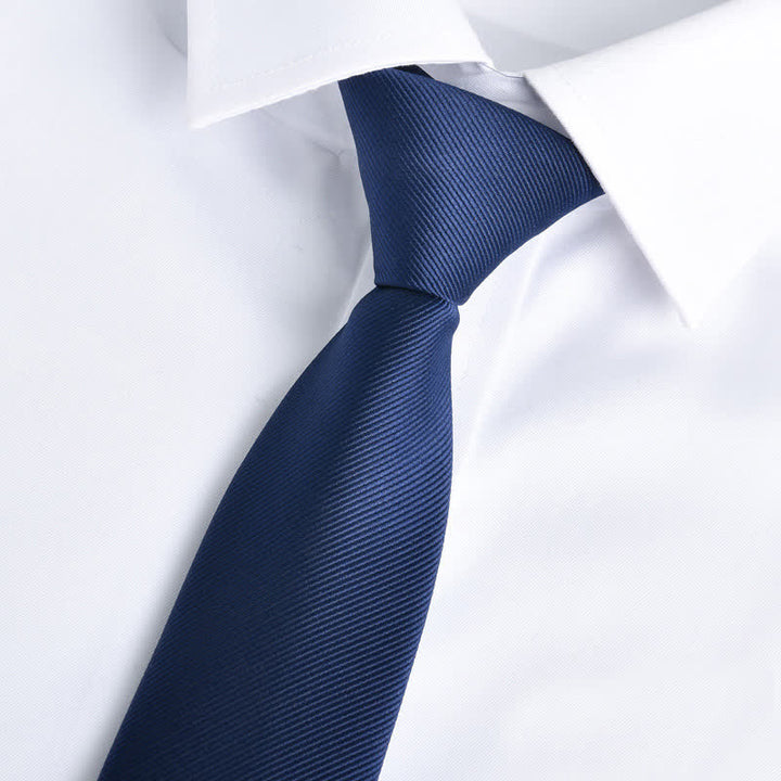 Men's Solid Color Zipper Tie Adjustable Necktie - Navy - image 13