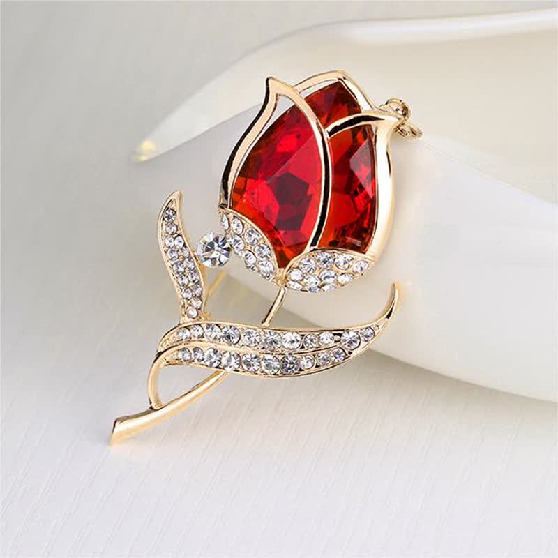 Women's Shining Crystal Tulip Brooch - image 2