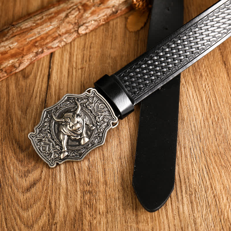 Men's Yak Matador Style Bull Buckle Leather Belt - image 5