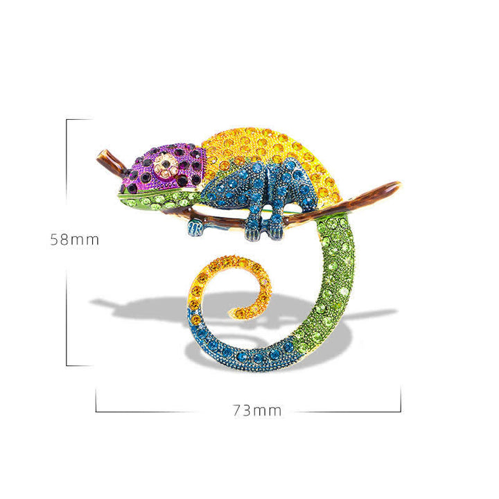 Women's Colorful Chameleon Lizard Brooch - image 8