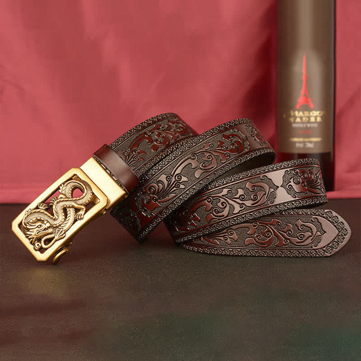 Men's Coiling Dragon Embossing Leather Belt - image 3