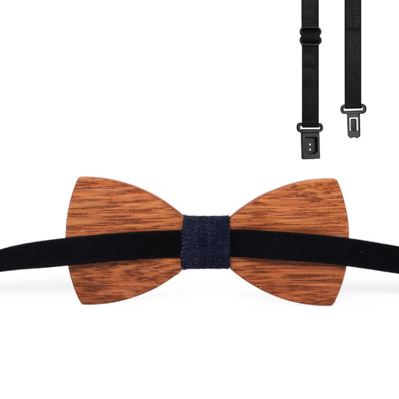 Men's Vintage Begonia Wooden Bow Tie - image 3