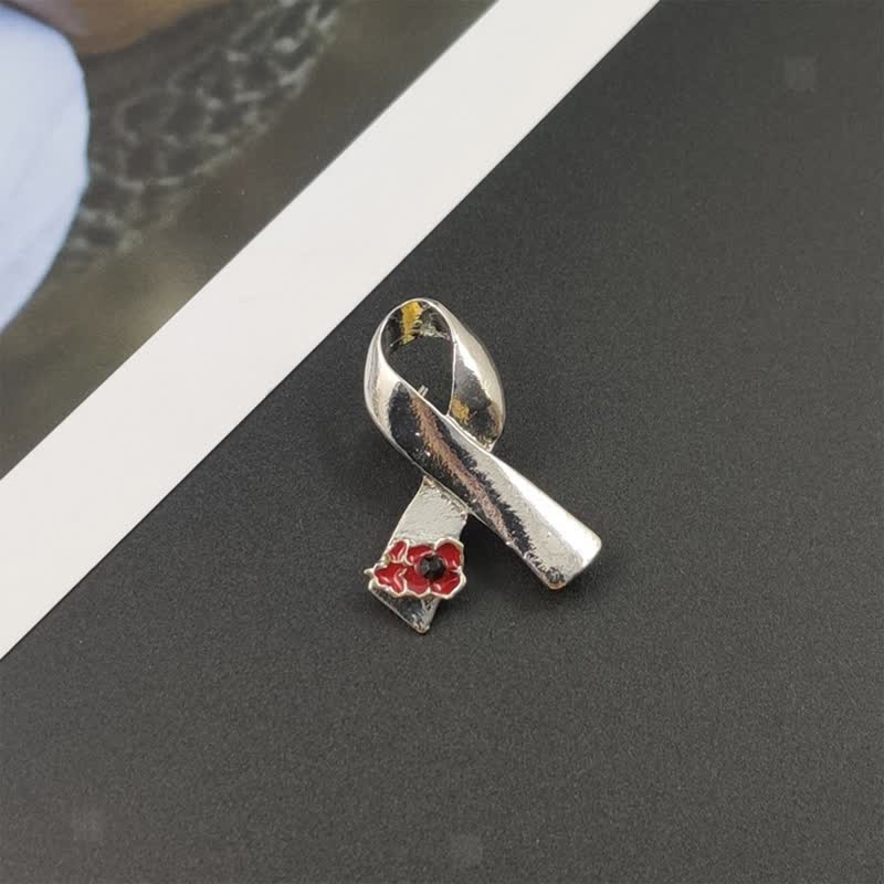 Unisex Disease Awareness Ribbon Poppy Brooch - image 5