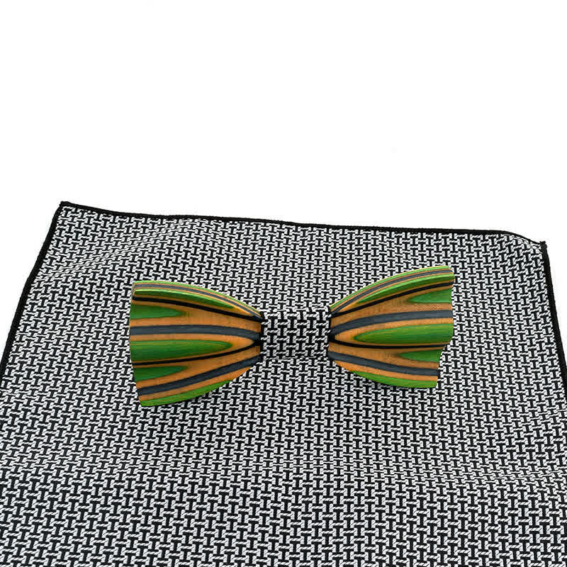 2Pcs Men's Dazzling Laser Engraving Wooden Bow Tie Set - image 5