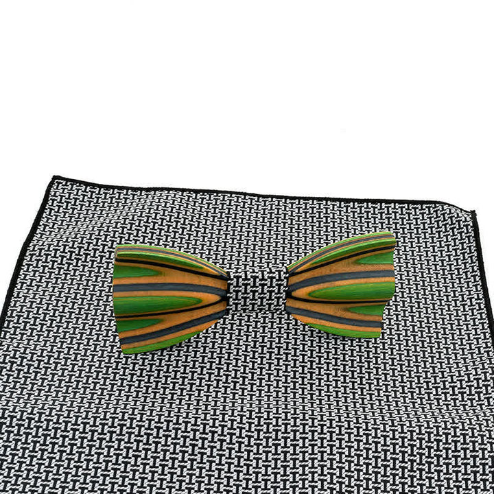 2Pcs Men's Dazzling Laser Engraving Wooden Bow Tie Set - image 5
