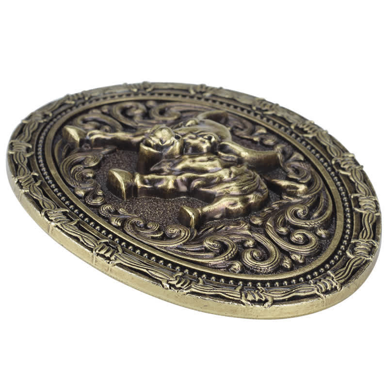 Men's DIY Cowboy Bullfighter Buckle Leather Belt - image 3