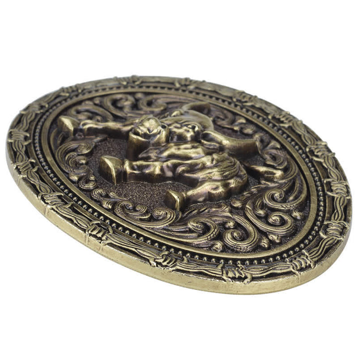 Men's DIY Cowboy Bullfighter Buckle Leather Belt - image 3