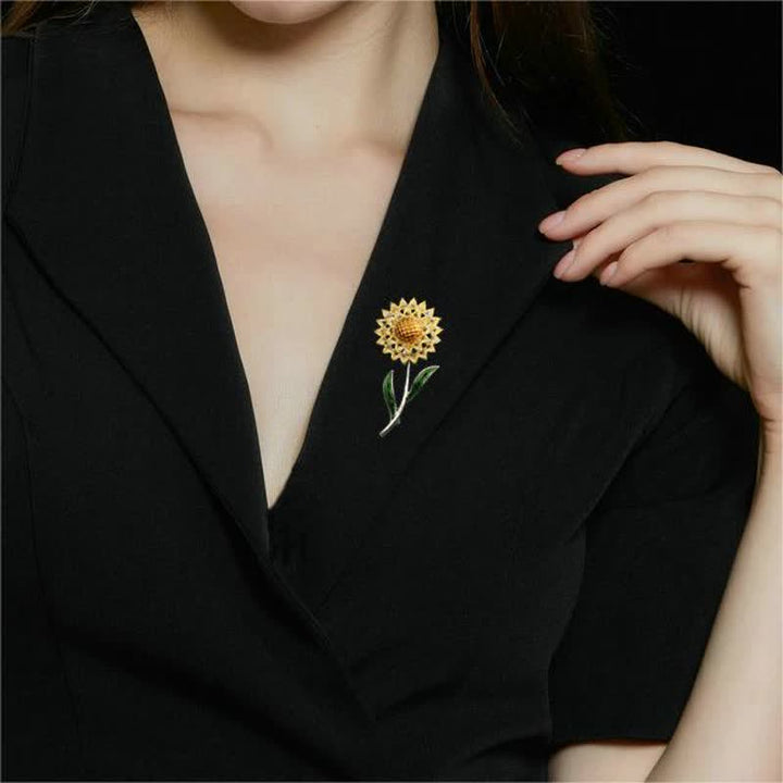 Women's Gold Sunflower Brooch - image 2