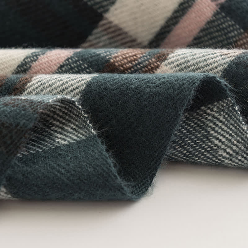 Women's Versatile British Checked Fringe Scarf - image 8