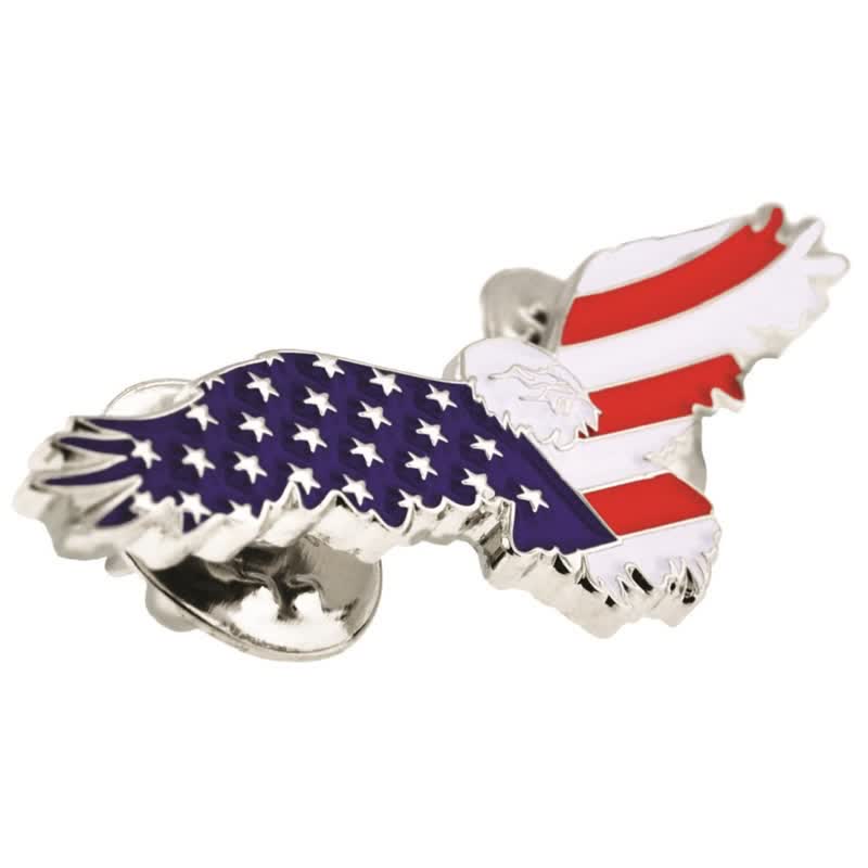 Men's Enamel American Flag Vulture Brooch - image 6