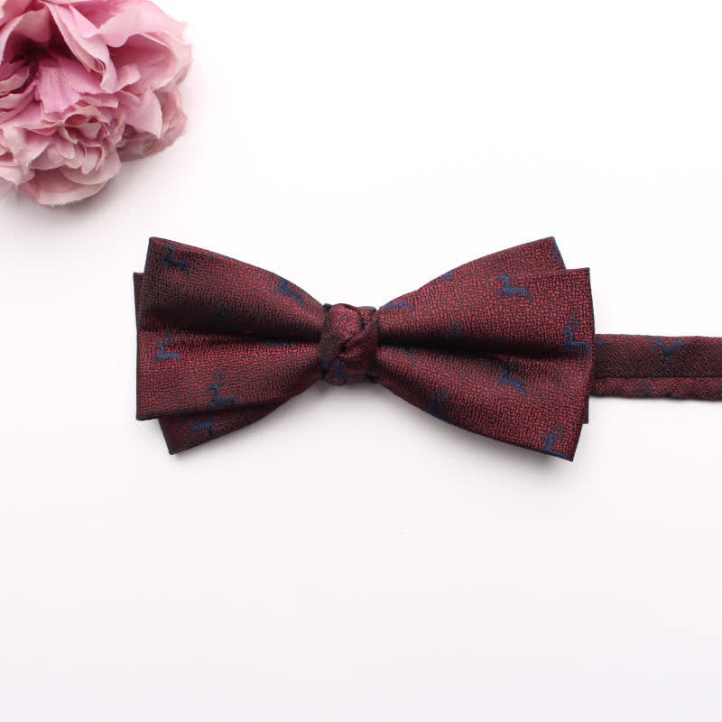 Men's Geometrical Business Office Bow Tie - Burgundy Deer - image 4