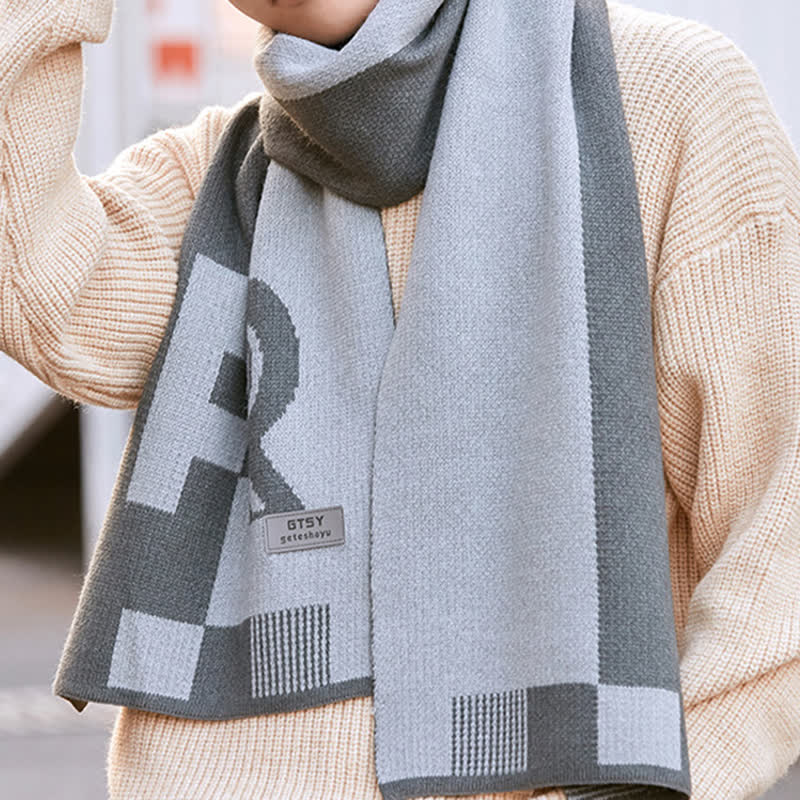 Men's Cold Weather Striped Block Long Scarf - Gray - image 4