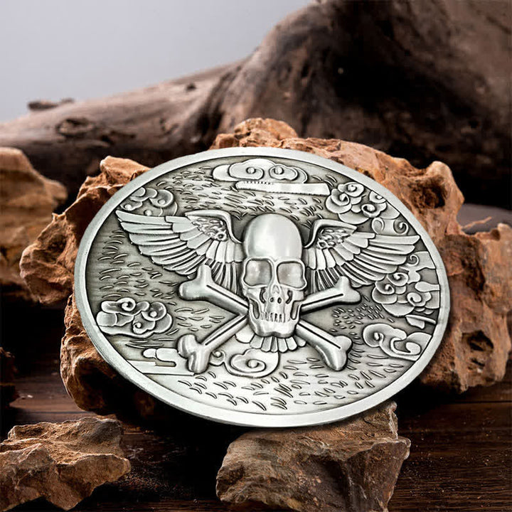 Men's DIY Skull Angel Creative Beer Holder Buckle Leather Belt - Silver - Without Belt - image 0