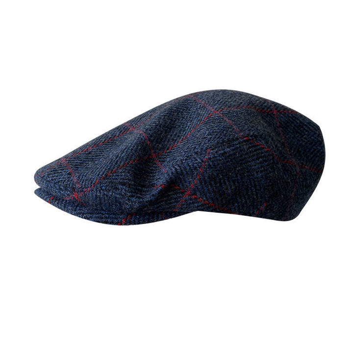 Countryside Dark Blue Red Plaid Beret Cap - Dark Blue - L (23 1/4"-23 5/8") - image 0