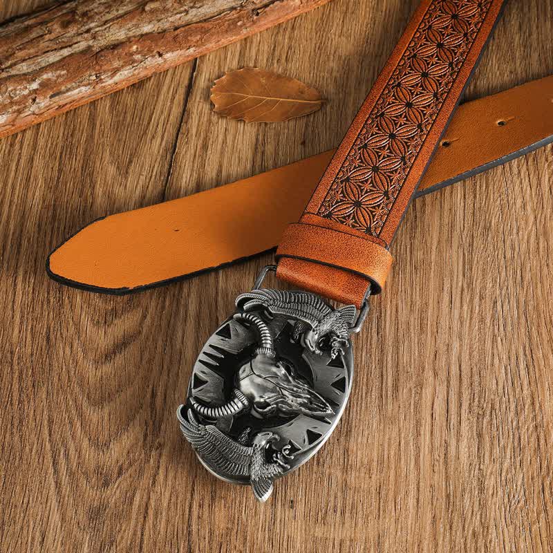 Men's Vintage Bull & Dual Eagles Leather Belt - image 23