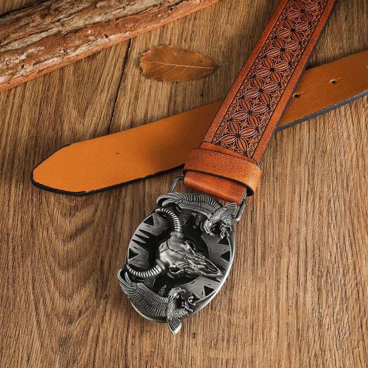 Men's Vintage Bull & Dual Eagles Leather Belt - image 23