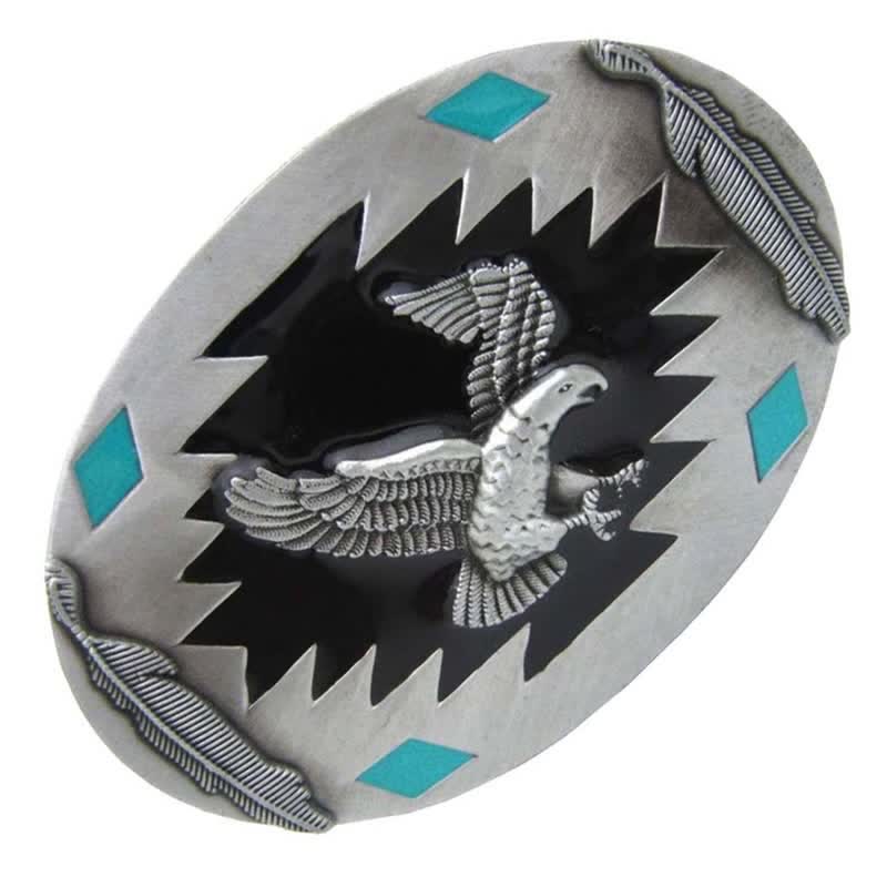 Men's DIY Western Flying Eagle Buckle Leather Belt - image 2