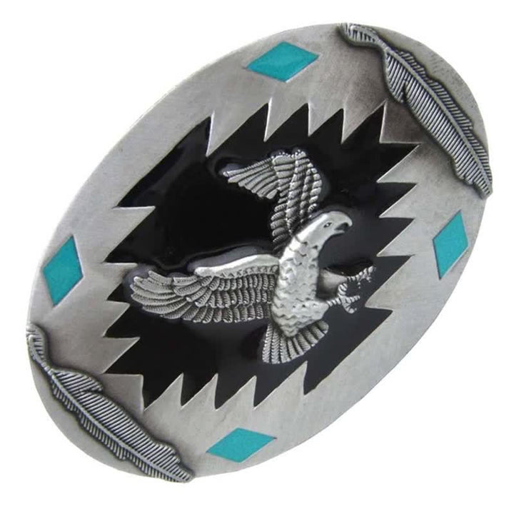 Men's DIY Western Flying Eagle Buckle Leather Belt - image 2