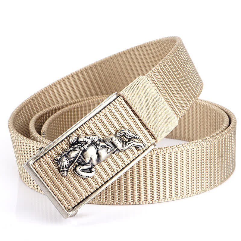 Men's Horseback Riding Nylon Belt - Beige / Silver - 48" - image 18